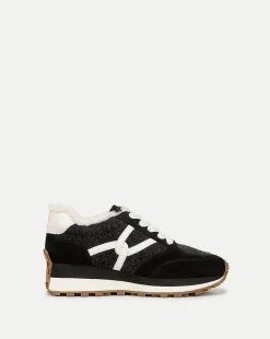 Valentina Shearling Sneaker in Black
