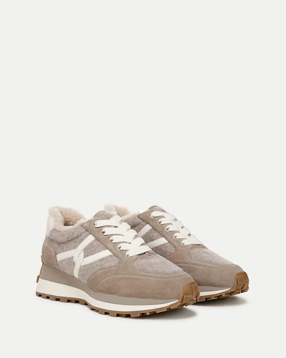 Valentina Shearling Sneaker in Grey