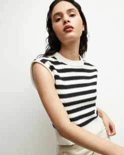 Vera Cotton Tank in Off-White/Black