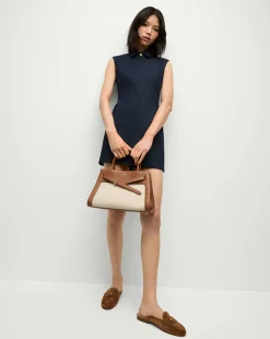 Veronica Beard Canvas Dash Bag in Linen & Tan