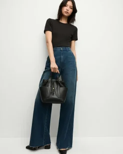 Veronica Beard Goody Bag in Black Leather