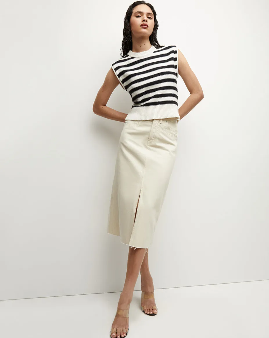 Victoria Denim Skirt in Ecru