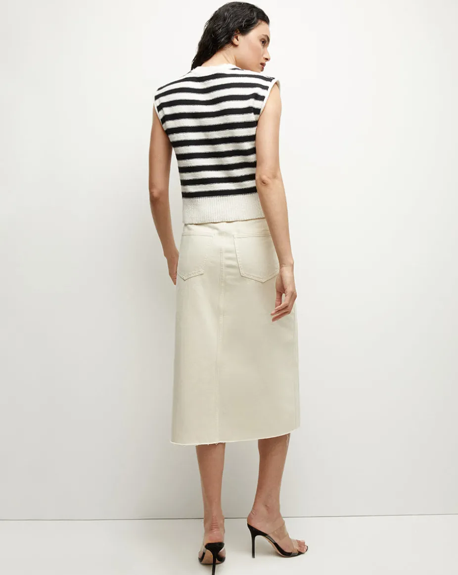 Victoria Denim Skirt in Ecru