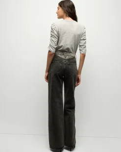 Waldorf Ruched-Sleeve Tee in Heather Grey