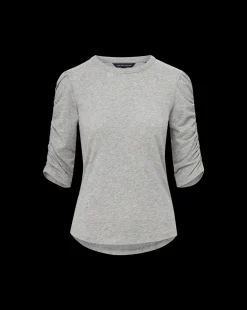 Waldorf Ruched-Sleeve Tee in Heather Grey