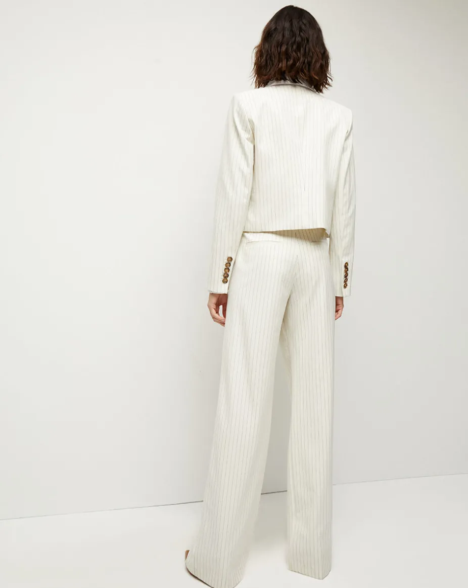 Winslow Pinstripe Collarless Jacket