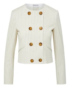 Winslow Pinstripe Collarless Jacket