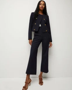 Winslow Pinstripe Collarless Jacket
