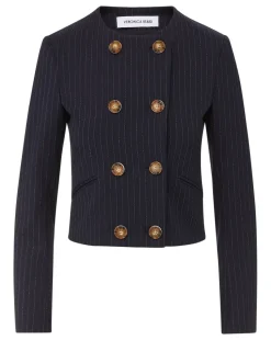 Winslow Pinstripe Collarless Jacket