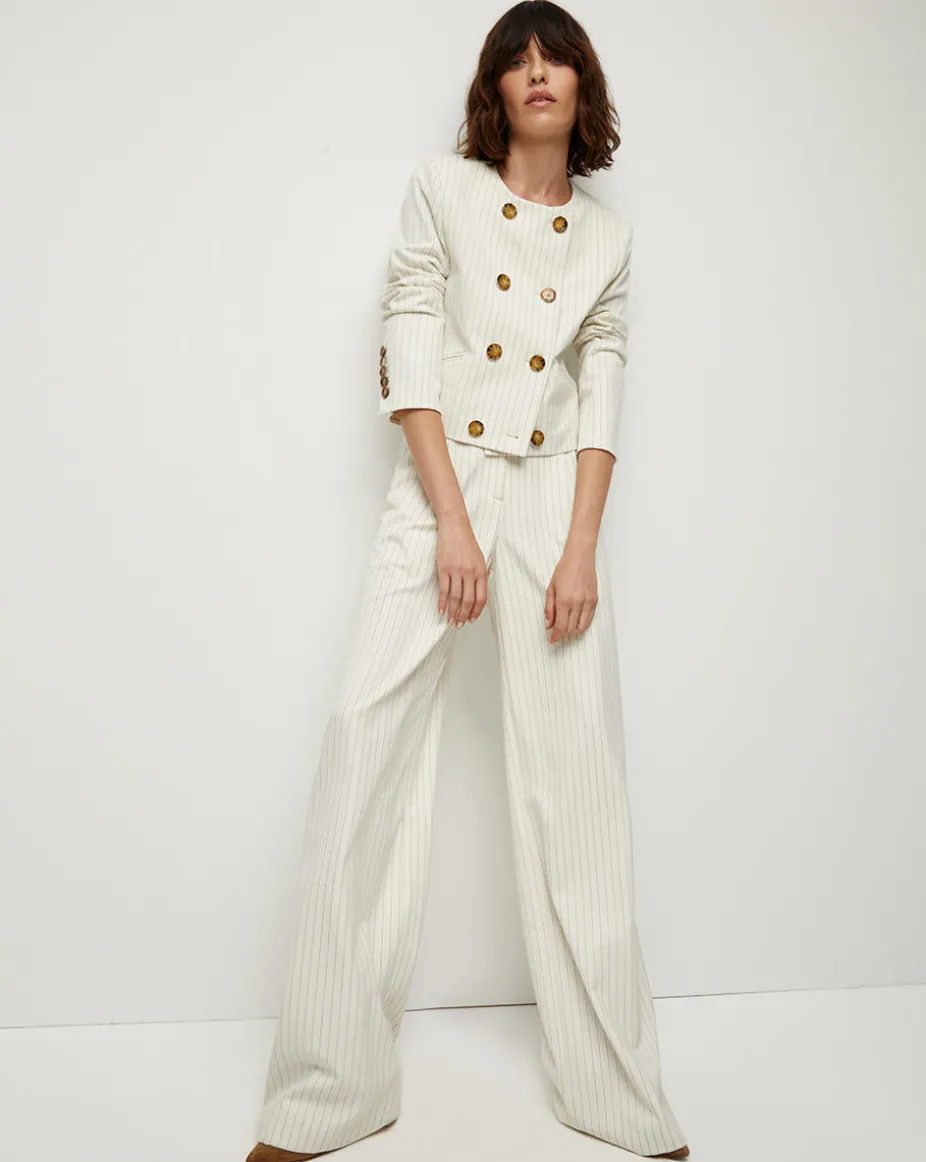 Winslow Pinstripe Collarless Jacket