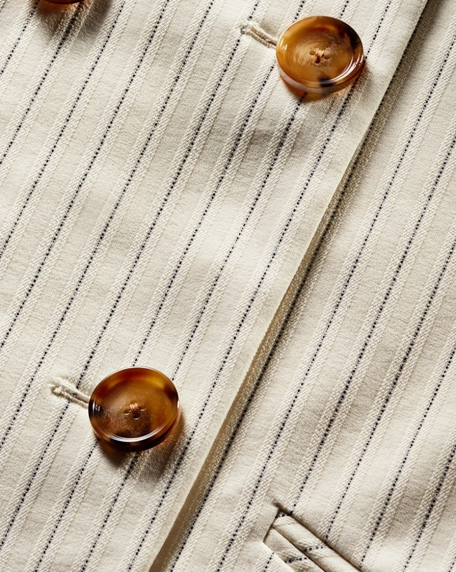 Winslow Pinstripe Collarless Jacket