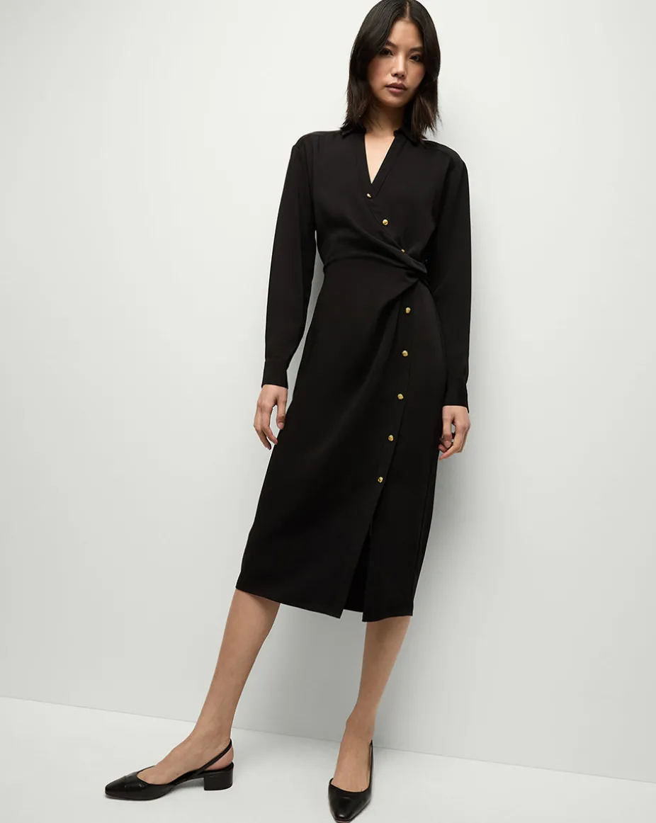 Wright Midi Dress in Black | Shirt Dress