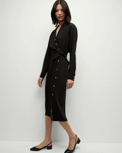 Wright Midi Dress in Black | Shirt Dress