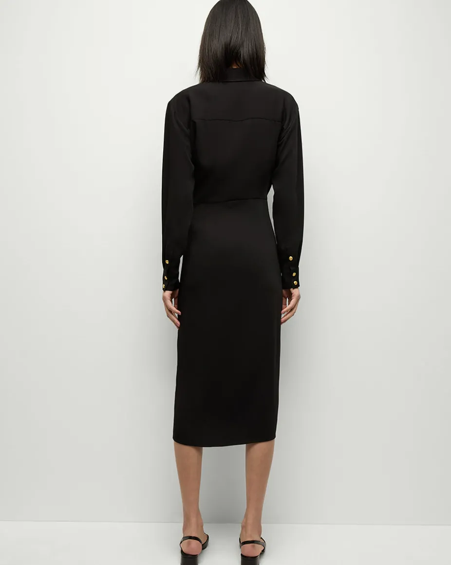 Wright Midi Dress in Black | Shirt Dress