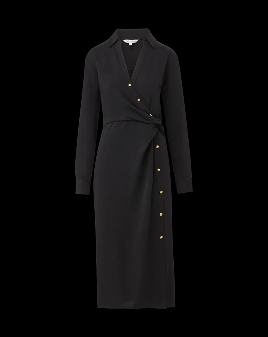 Wright Midi Dress in Black | Shirt Dress